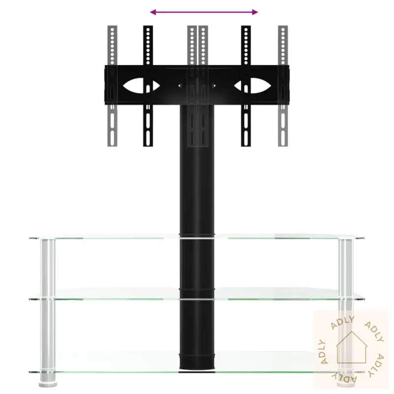 Tv-Benk Hjørne 3-Lags For 32-70 Tommer Svart Og Sølv