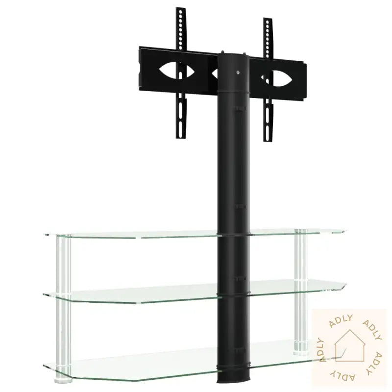 Tv-Benk Hjørne 3-Lags For 32-70 Tommer Svart Og Sølv