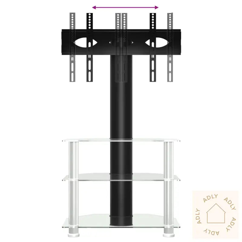 Tv-Benk Hjørne 3-Lags For 32-70 Tommer Svart Og Sølv