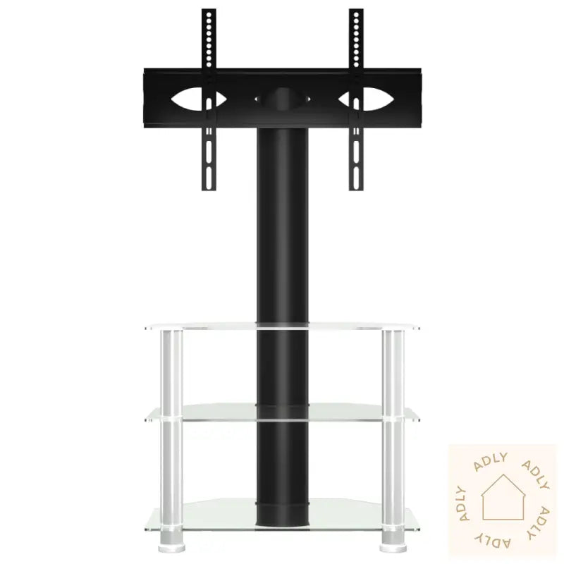 Tv-Benk Hjørne 3-Lags For 32-70 Tommer Svart Og Sølv