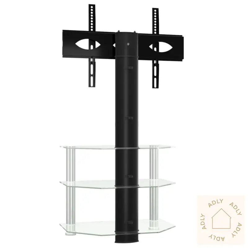 Tv-Benk Hjørne 3-Lags For 32-70 Tommer Svart Og Sølv