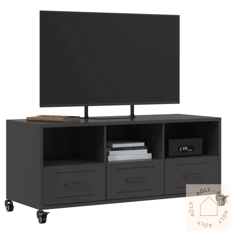 Tv-Benk Svart 100,5X39X43,5 Cm Stål