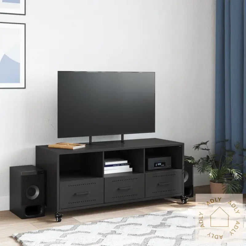 Tv-Benk Svart 100,5X39X43,5 Cm Stål