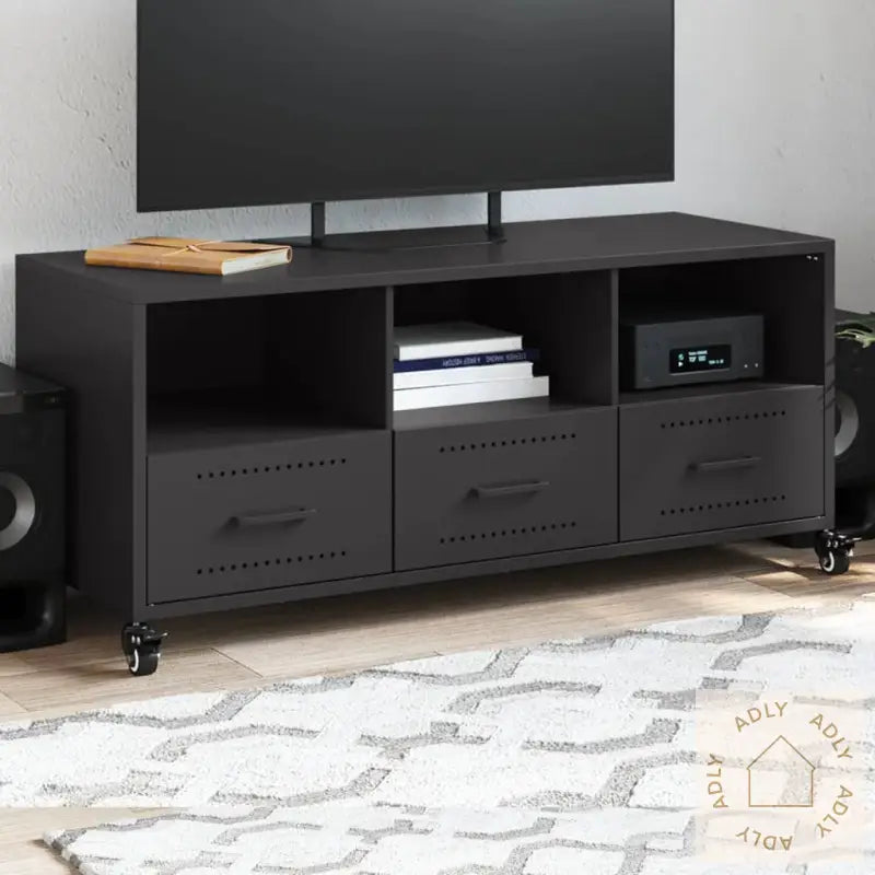 Tv-Benk Svart 100,5X39X43,5 Cm Stål