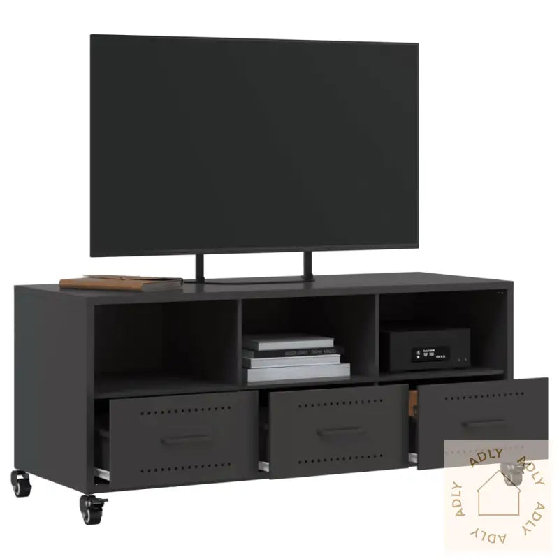 Tv-Benk Svart 100,5X39X43,5 Cm Stål