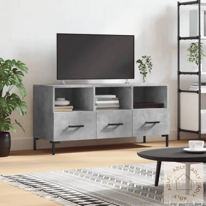 Tv-Benk Betonggrå 120X35X48 Cm Konstruert Tre