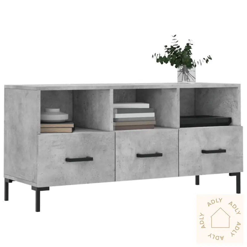 Tv-Benk Betonggrå 120X35X48 Cm Konstruert Tre