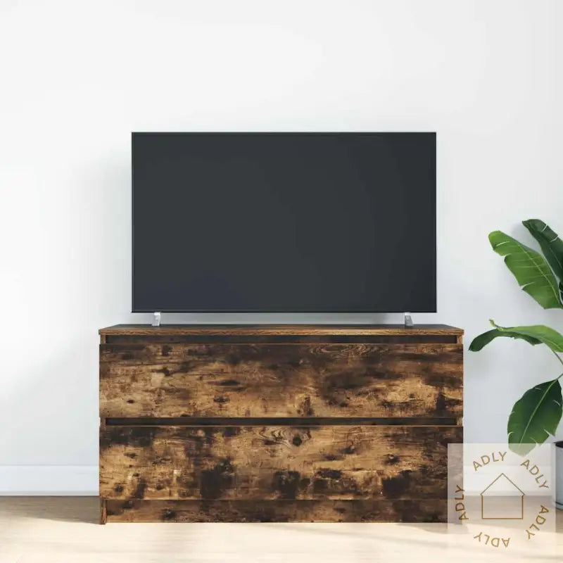 Tv-Benk Røkt Eik 100X35X54 Cm Konstruert Tre