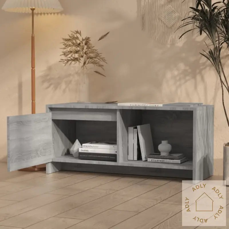 Tv-Benk Grå Sonoma Eik 90X35X40 Cm Konstruert Tre