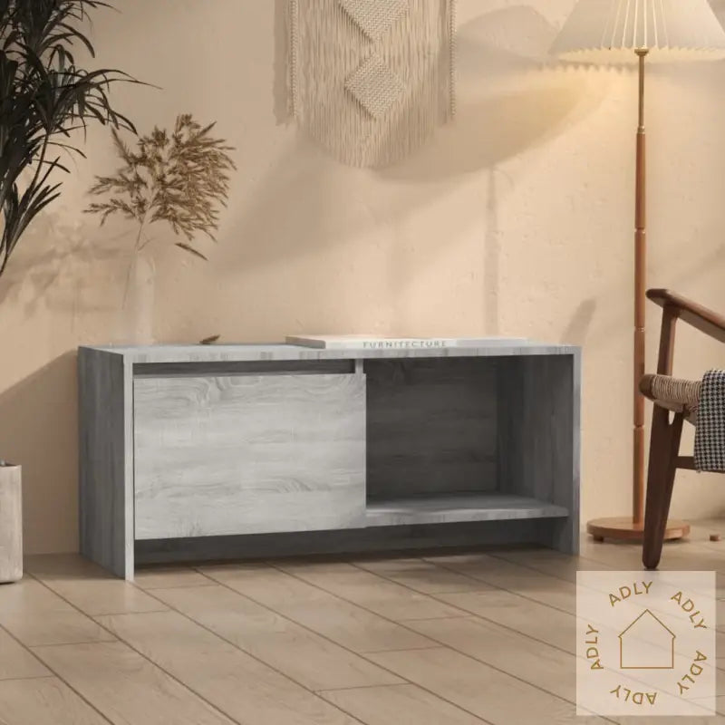 Tv-Benk Grå Sonoma Eik 90X35X40 Cm Konstruert Tre