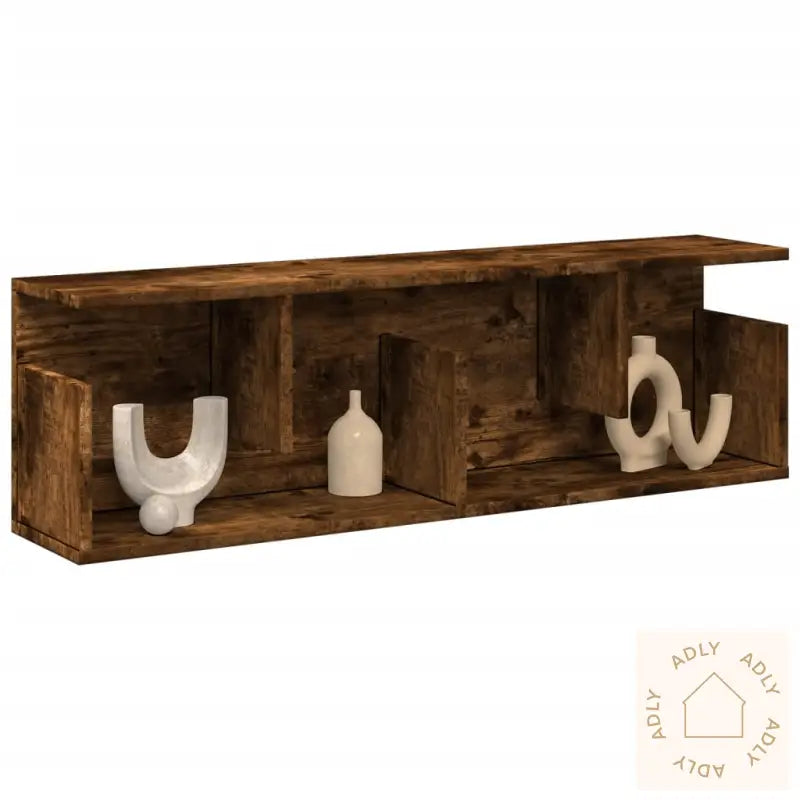 Veggskap 100X20X30 Cm Røkt Eik Konstruert Tre