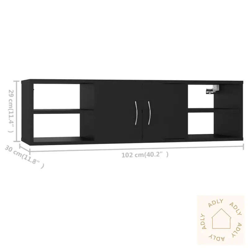 Vegghylle Svart 102X30X29 Cm Konstruert Tre
