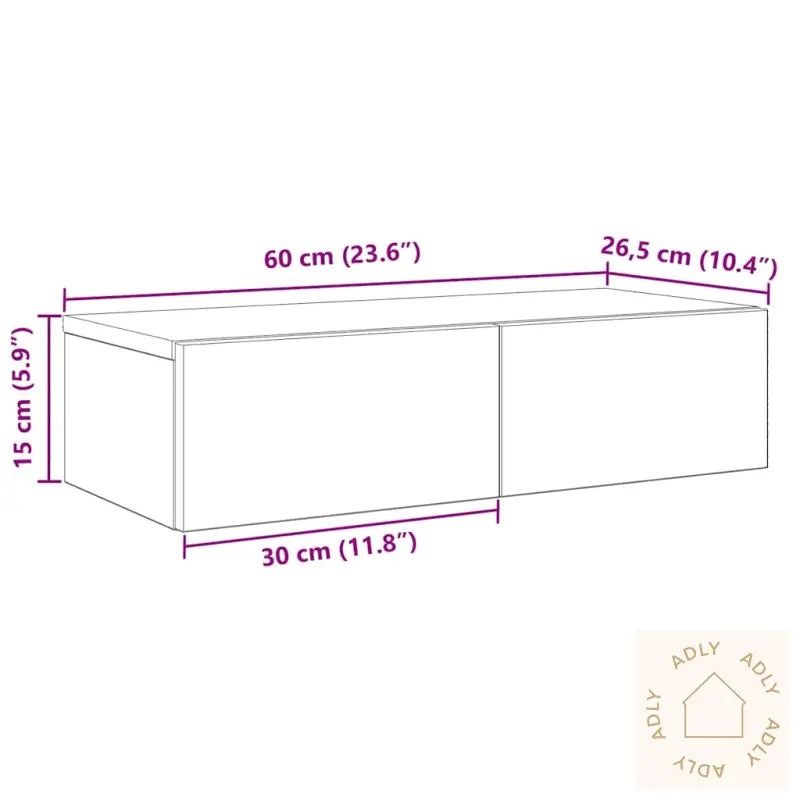 Vegghylle Med Skuffer Artisian Eik 60X26,5X15 Cm Konstruert Tre