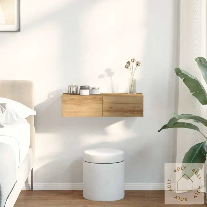 Vegghylle Med Skuffer Artisian Eik 60X26,5X15 Cm Konstruert Tre