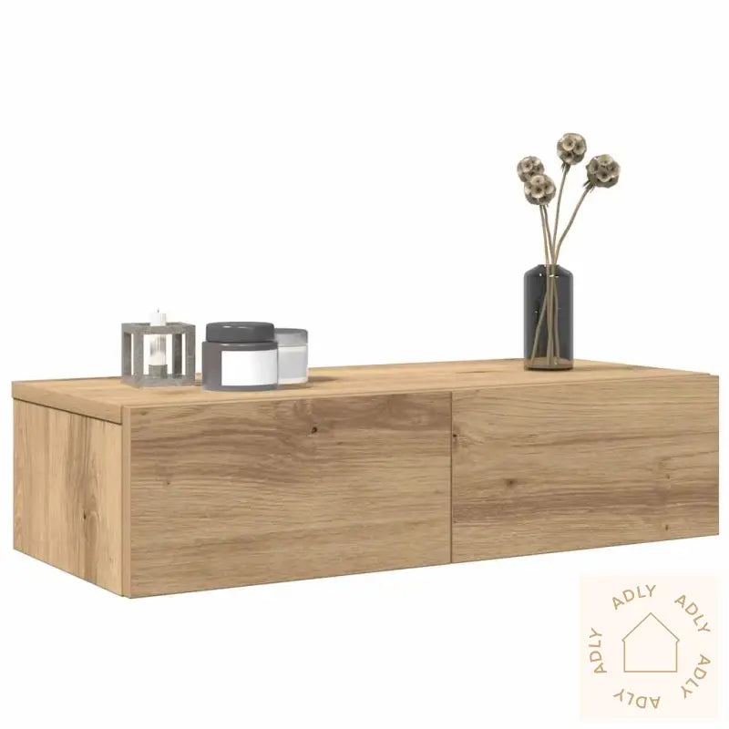 Vegghylle Med Skuffer Artisian Eik 60X26,5X15 Cm Konstruert Tre