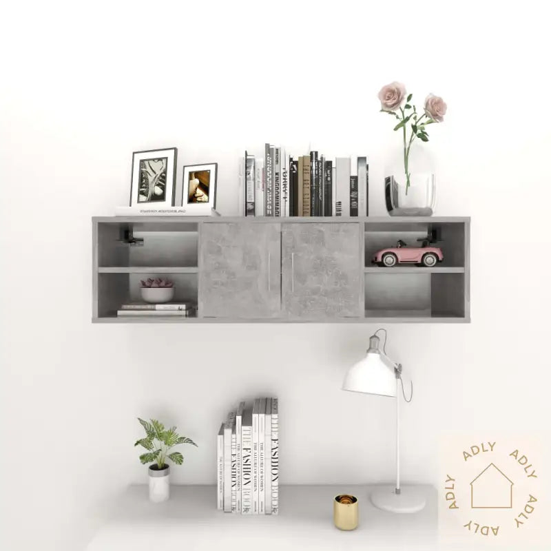 Vegghylle Betonggrå 102X30X29 Cm Konstruert Tre