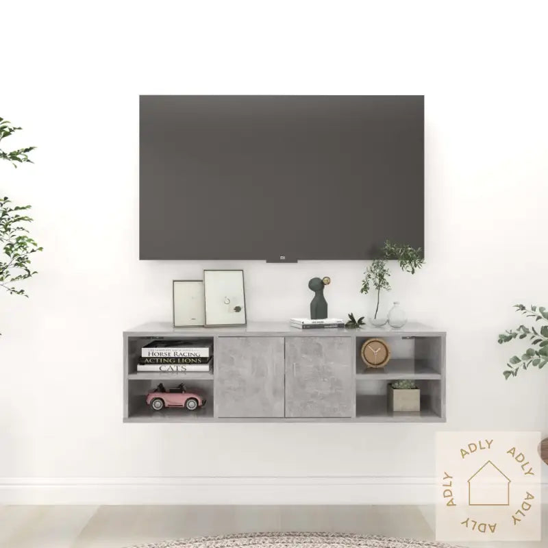 Vegghylle Betonggrå 102X30X29 Cm Konstruert Tre