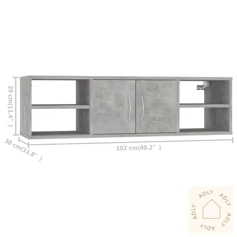 Vegghylle Betonggrå 102X30X29 Cm Konstruert Tre