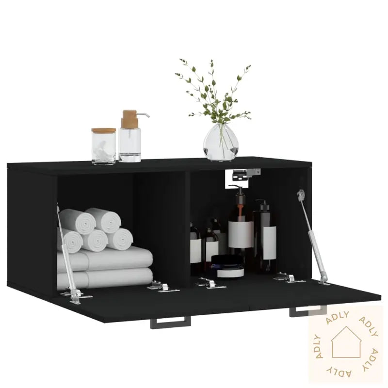 Veggskap Svart 80X36,5X35 Cm Konstruert Tre