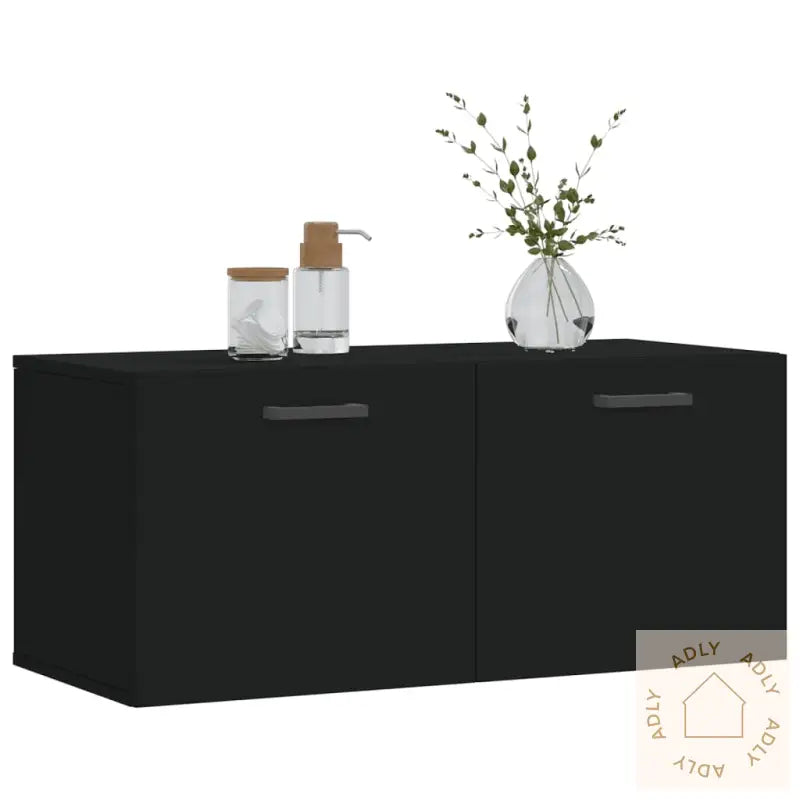 Veggskap Svart 80X36,5X35 Cm Konstruert Tre
