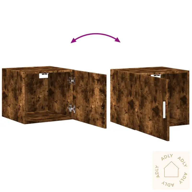 Veggskap Røkt Eik 45X42,5X40 Cm Konstruert Tre