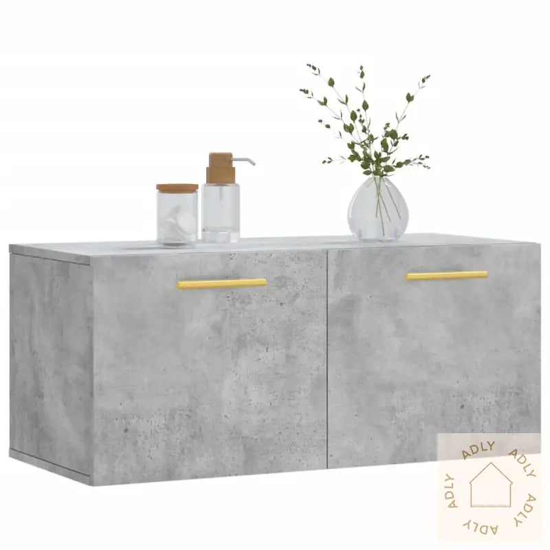 Veggskap Betonggrå 80X36,5X35 Cm Konstruert Tre