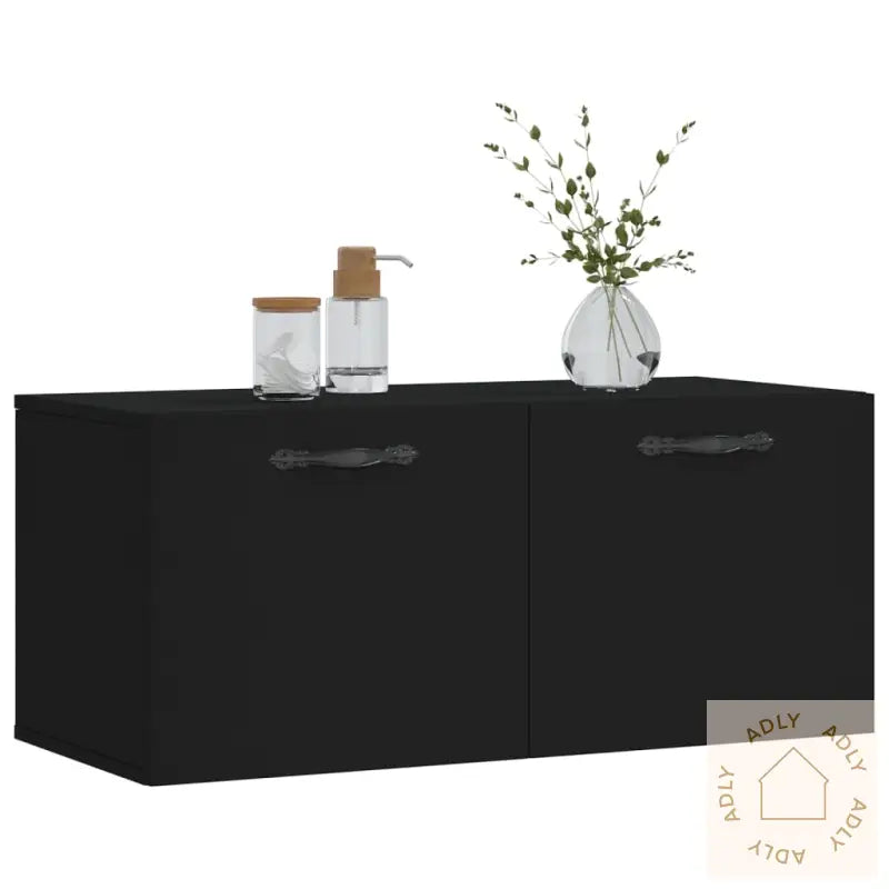 Veggskap Svart 80X36,5X35 Cm Konstruert Tre