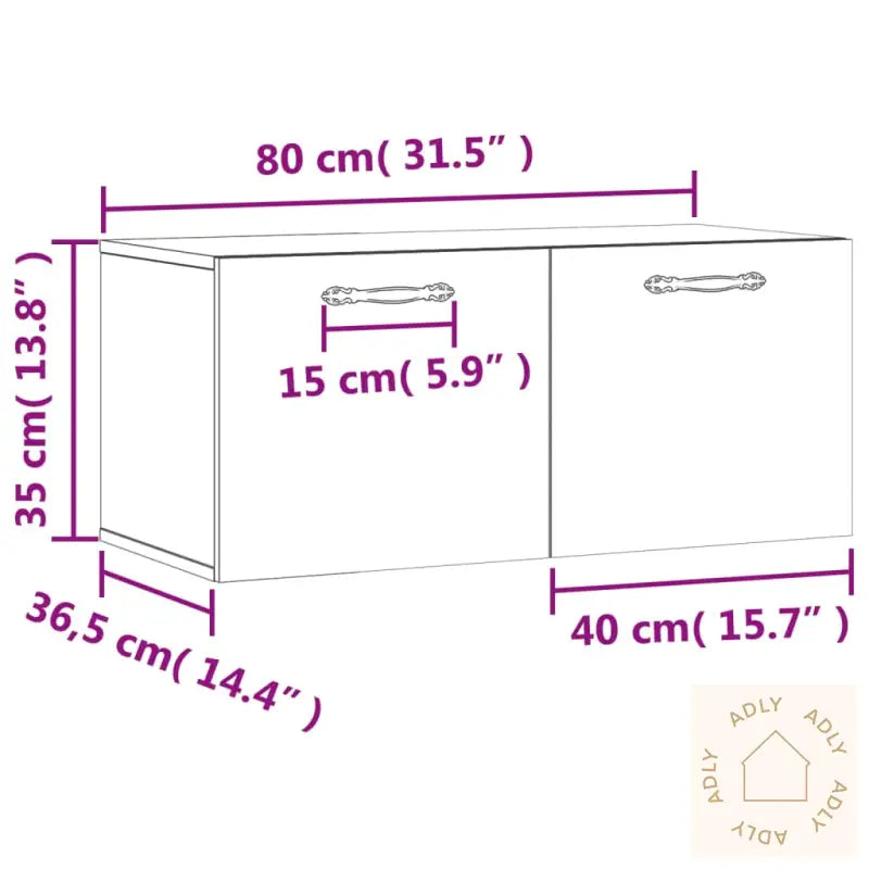 Veggskap Svart 80X36,5X35 Cm Konstruert Tre