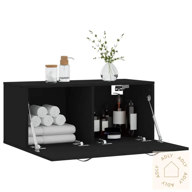 Veggskap Svart 80X36,5X35 Cm Konstruert Tre