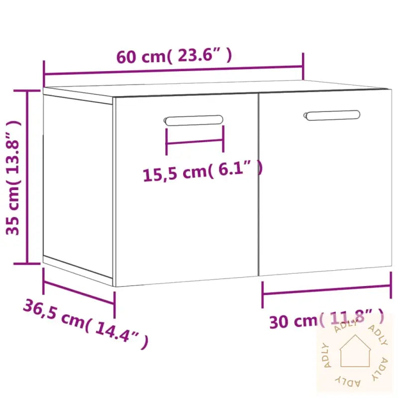 Veggskap Hvit 60X36,5X35 Cm Konstruert Tre