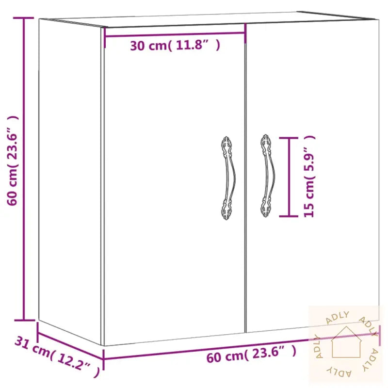 Veggskap Hvit 60X31X60 Cm Konstruert Tre