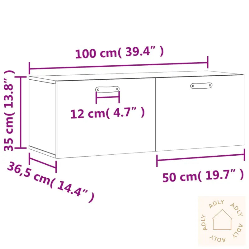 Veggskap Betonggrå 100X36,5X35 Cm Konstruert Tre