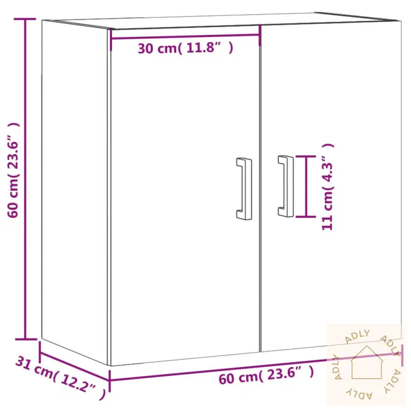 Veggskap Svart 60X31X60 Cm Konstruert Tre
