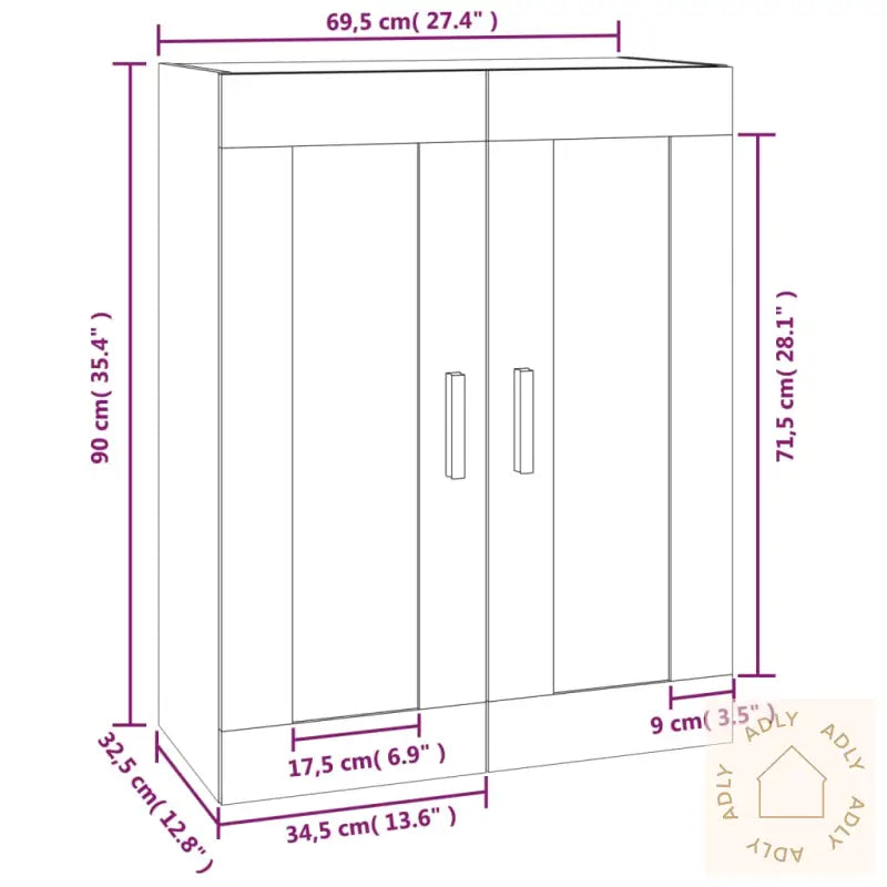 Veggskap Svart 69,5X32,5X90 Cm Konstruert Tre