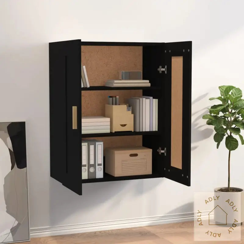 Veggskap Svart 69,5X32,5X90 Cm Konstruert Tre