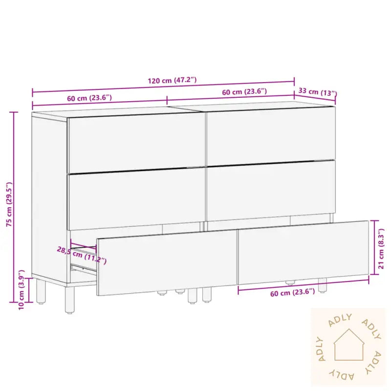 Skjenker 2 Stk Svart 60X33X75 Cm Konstruert Tre