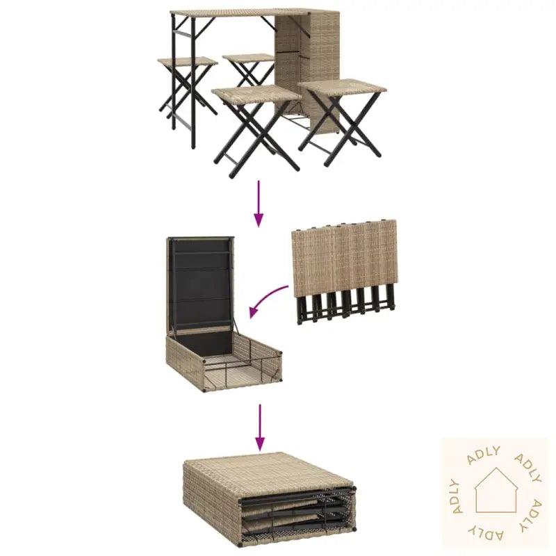 Hagespisegruppe 5 Deler Beige Polyrotting