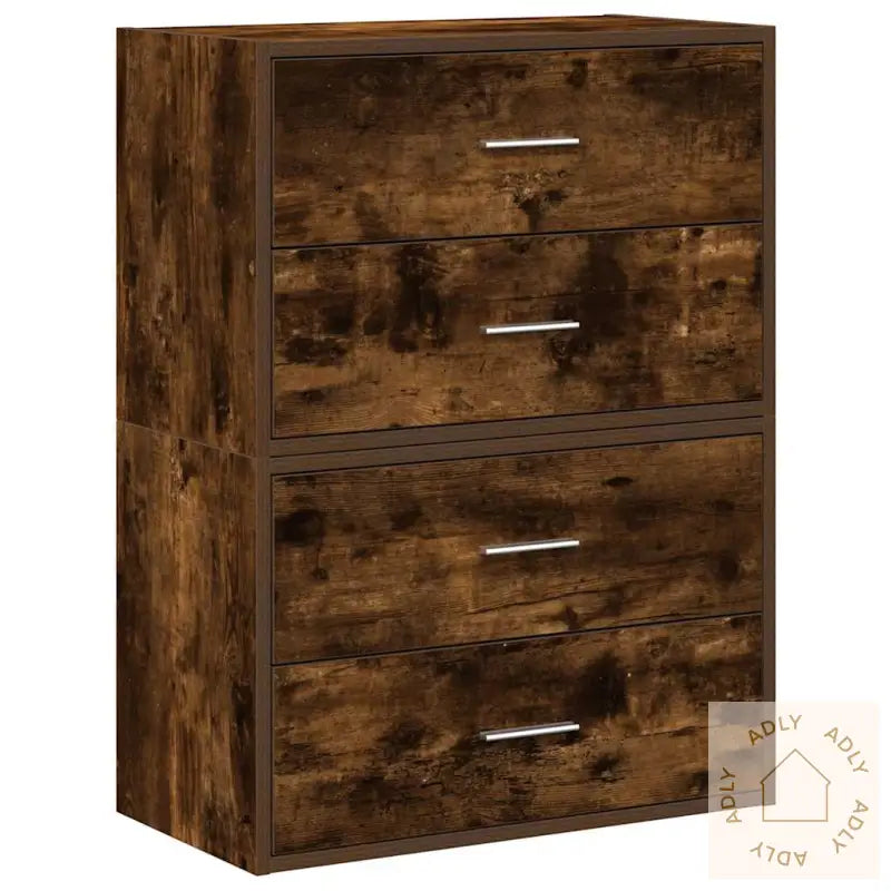 Skap Med 2 Skuffer 2 Stk Røkt Eik 60X31X40 Cm Konstruert Tre