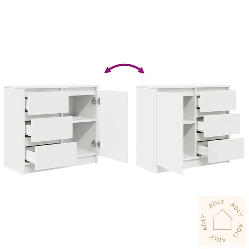 Skjenk Med Skuff Hvit 71X35X65 Cm Konstruert Tre