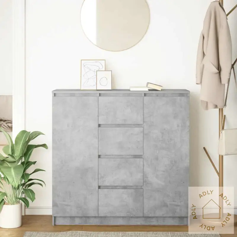 Skjenk Med Skuffer Betonggrå 100,5X35X98,5 Cm Konstruert Tre