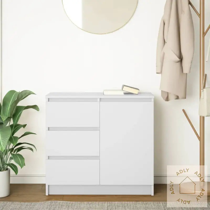 Skjenk Med Skuff Hvit 71X35X65 Cm Konstruert Tre