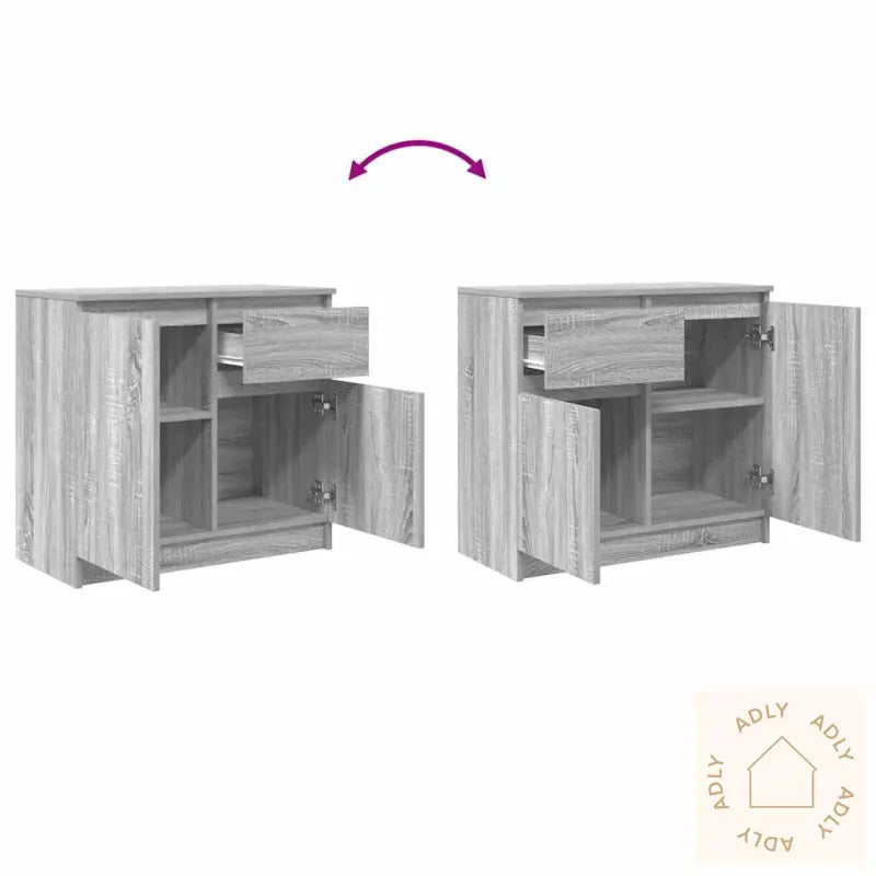 Skjenk Med Skuff Grå Sonoma 71X35X65 Cm Konstruert Tre