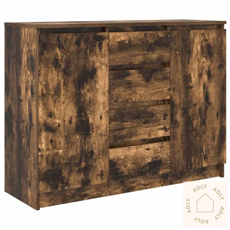 Skjenk Med Skuffer Røkt Eik 100,5X35X76 Cm Konstruert Tre