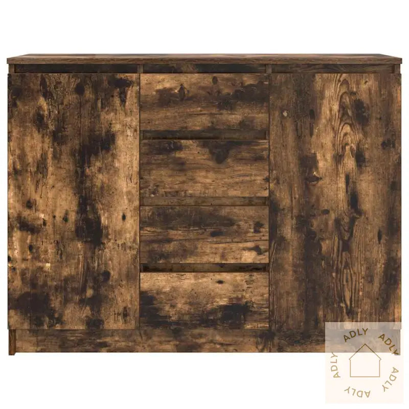 Skjenk Med Skuffer Røkt Eik 100,5X35X76 Cm Konstruert Tre