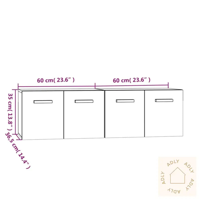 Veggskap 2 Stk Røkt Eik 60X36,5X35 Cm Konstruert Tre