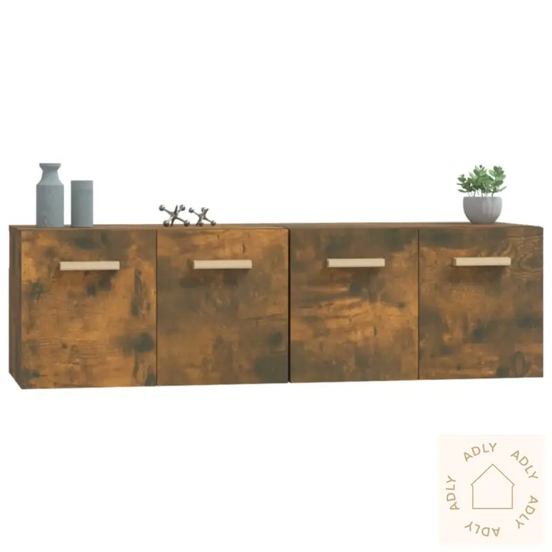 Veggskap 2 Stk Røkt Eik 60X36,5X35 Cm Konstruert Tre