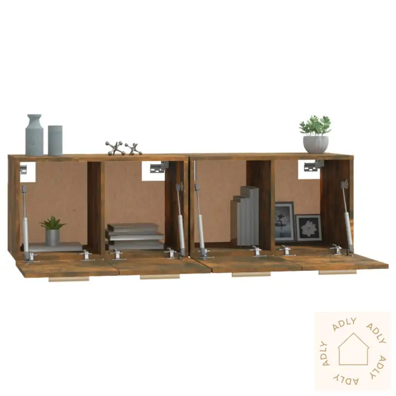 Veggskap 2 Stk Røkt Eik 60X36,5X35 Cm Konstruert Tre