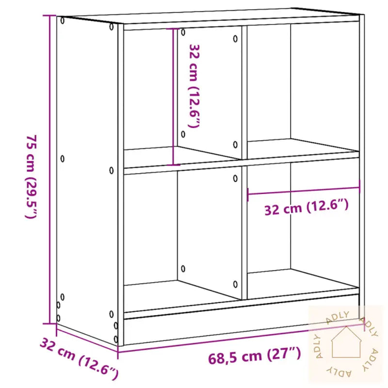 Bokhylle Svart 68,5X32X75 Cm Konstruert Tre