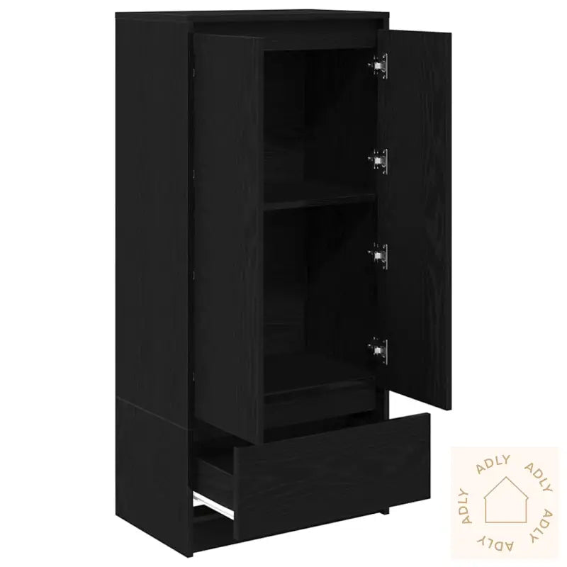 Skap Med Skuff Sort Eik 55,5X34X119,5 Cm Konstruert Tre