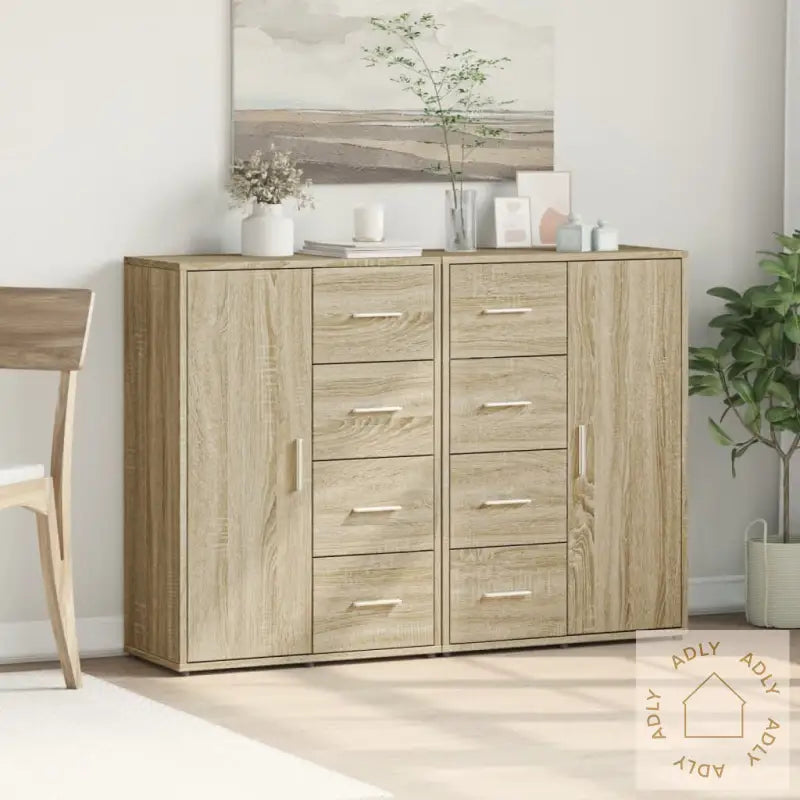 Skjenker 2 Stk Sonoma Eik 60X31X84 Cm Konstruert Tre